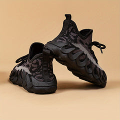 Boys' Breathable Woven Sneakers Lightweight Anti Slip Lace Up Shoes