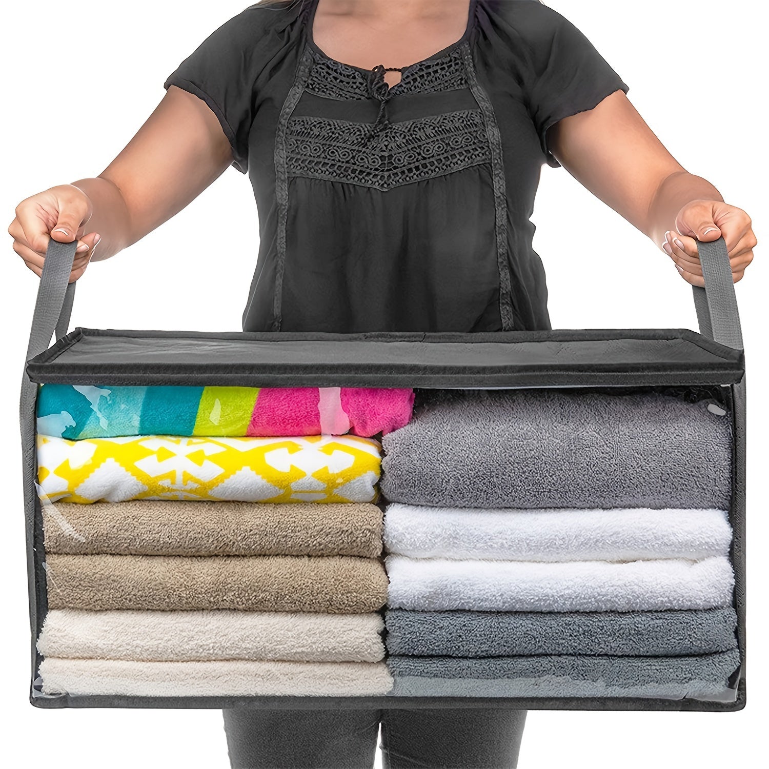 Large Capacity Quilted Storage Bag with Window & Handles