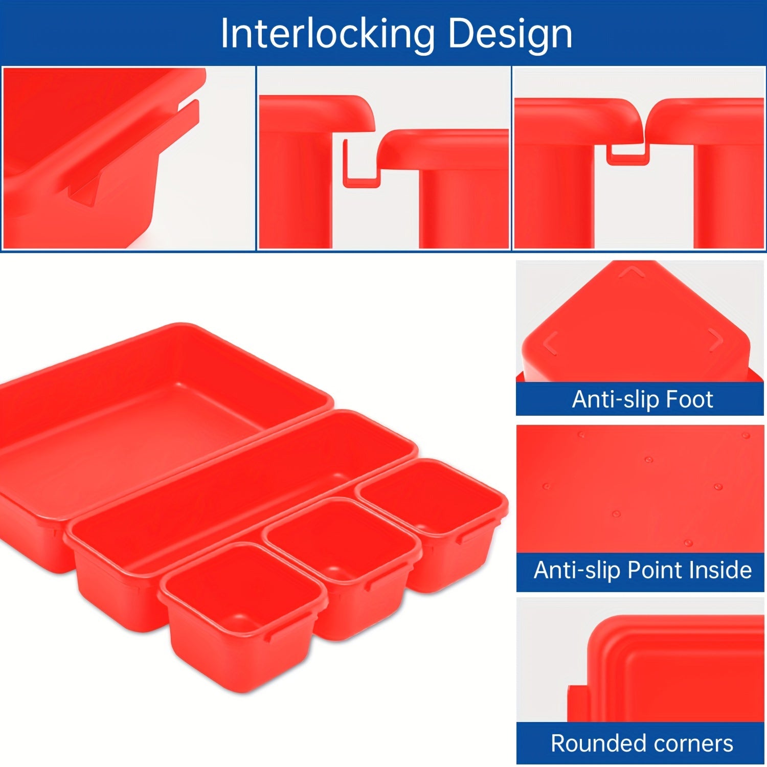 45pcs Tool Storage Box Divider Set Desk Drawer Garage Organization