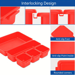 45pcs Tool Storage Box Divider Set Desk Drawer Garage Organization