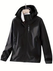 Men's Lightweight Waterproof Rain Jacket Shell Hooded Outdoor Raincoat