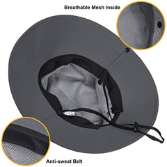 UV Protection Fishing Bucket Hat with Cooling Mesh and Ponytail Opening