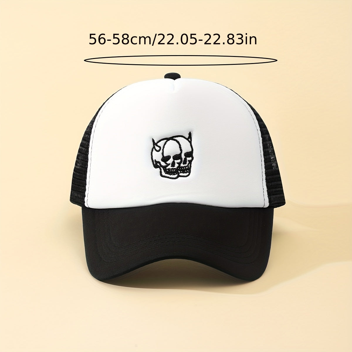 Mens Horned Skull Embroidered Baseball Cap