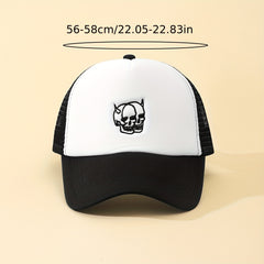Mens Horned Skull Embroidered Baseball Cap
