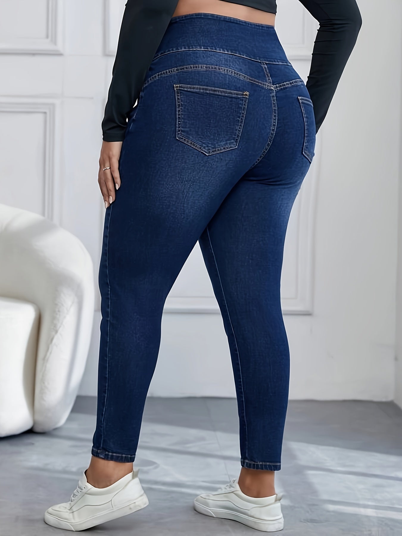 Women's Plus High Rise Skinny Jeans Button Fly