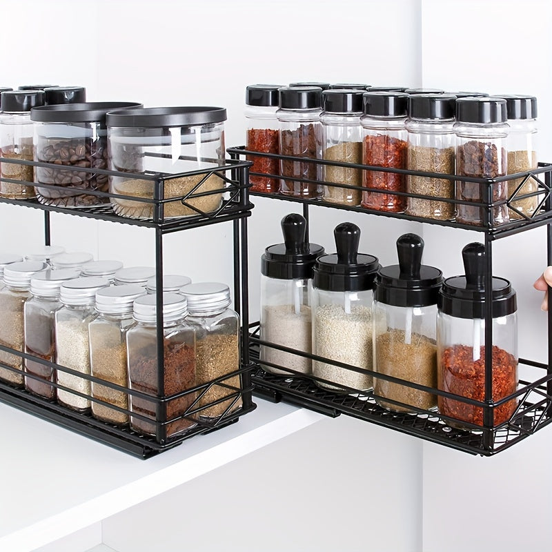 2 Tier Kitchen Shelves Spice Holder Seasoning Bottle Rack