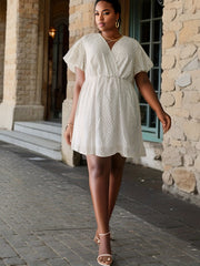  Romantic Dress Women's Plus Mesh Surplice Neck Mini Dress