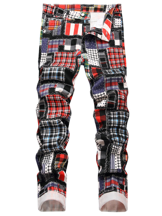 Pattern Print Men's Pants Active Stretch Trousers