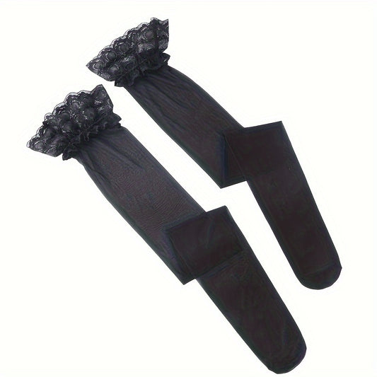Lace Trim Thigh High Socks Over The Knee Women's Stockings