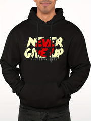 'Never Give Up' Print Hoodie Men's Casual Pullover Hoodie
