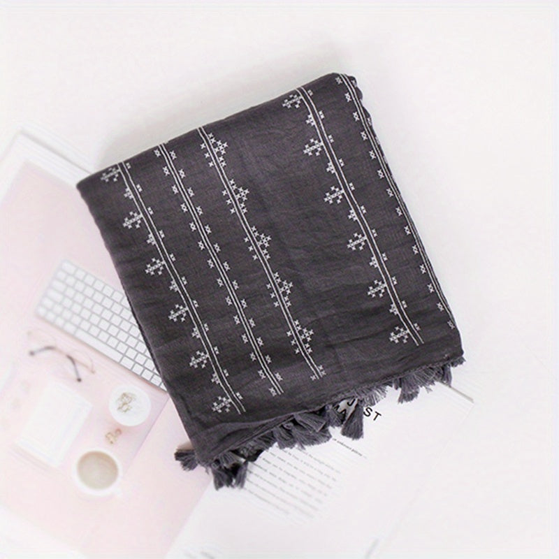 Polyester Print Tassel Scarf Casual Accessories