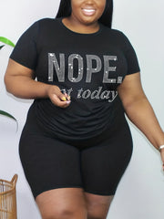  Women's Letter Print Crop Top & Shorts Set