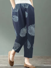  Growth Rings Print Tapered Leg Crop Pants