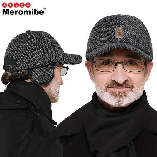 Meromibe Men's Winter Ear Warmer Baseball Cap Dad Cap Adjustable Sunscreen Hat