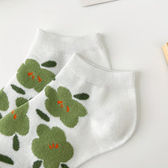 5 Pairs Floral Print Socks Low Cut Ankle Stockings