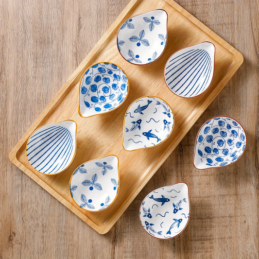 8pcs Ceramic Sauce Dish Seasoning Cheese Condiment Bowl