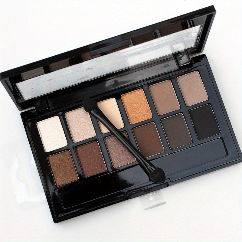 12 Colors Smokey Eyeshadow Palette Brown Dark Series Matte Pearly Finish