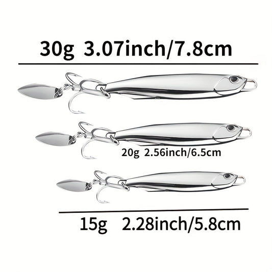 5pcs Electroplated Jigbaits with Rotating Sequin Sea Fishing Tackle 15g 20g 30g