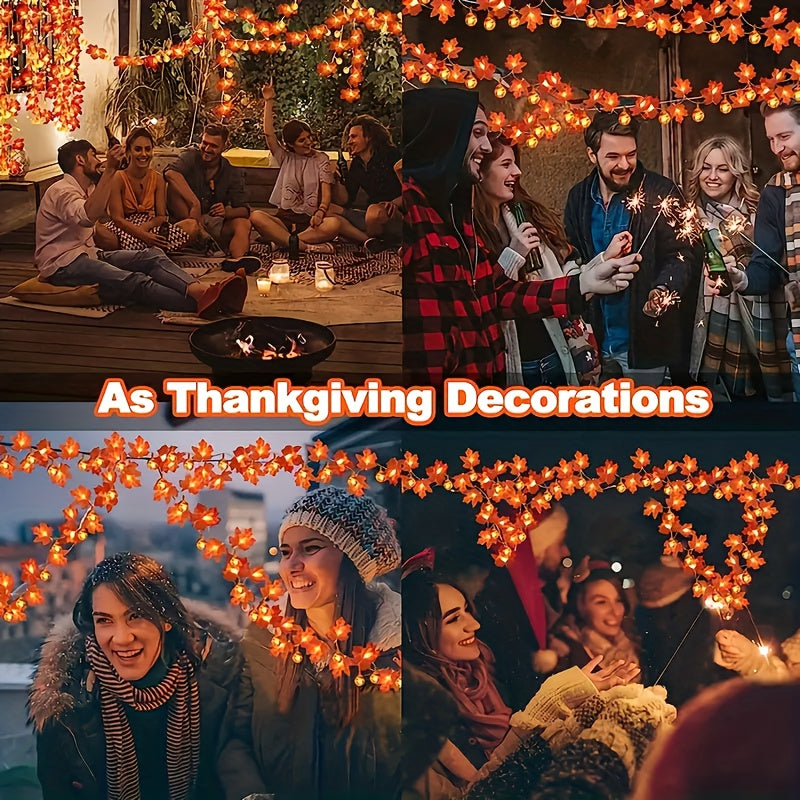 Fall Halloween Lights 40 LED Waterproof Maple Leaf Garland