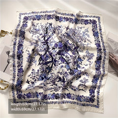Vintage Flower Print Bandana Silk Scarf Neckerchief Hair Accessory