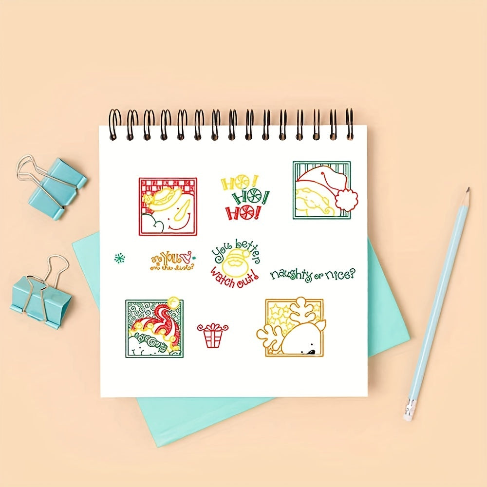 Christmas Santa Photo Frame Clear Stamps for Card Making DIY Scrapbooking