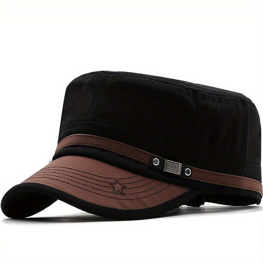 Adjustable Vintage Flat Top Military Hat Sun Protection