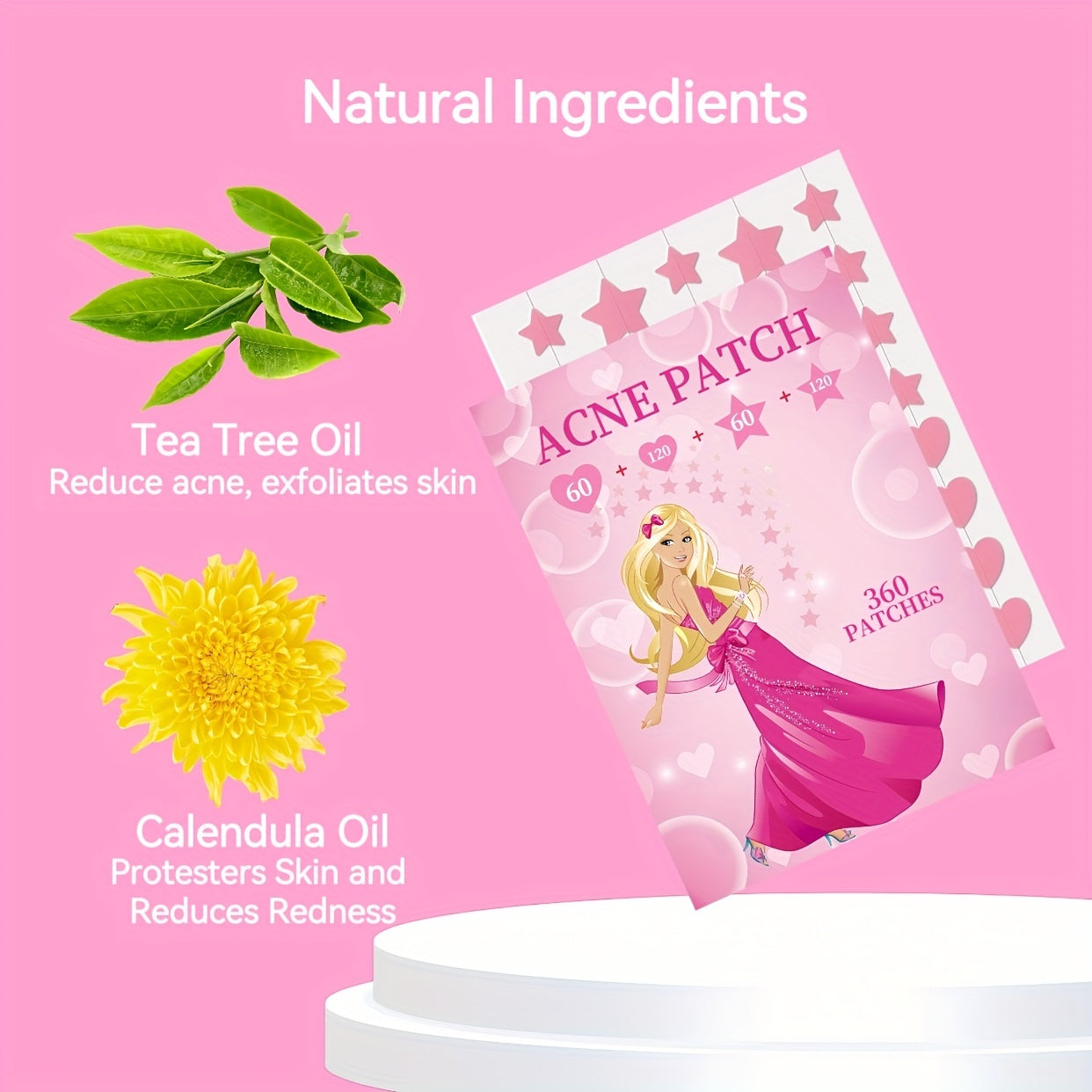 360 Counts Pink Heart & Star Shaped Acne Patch Hydrocolloid Acne Patches