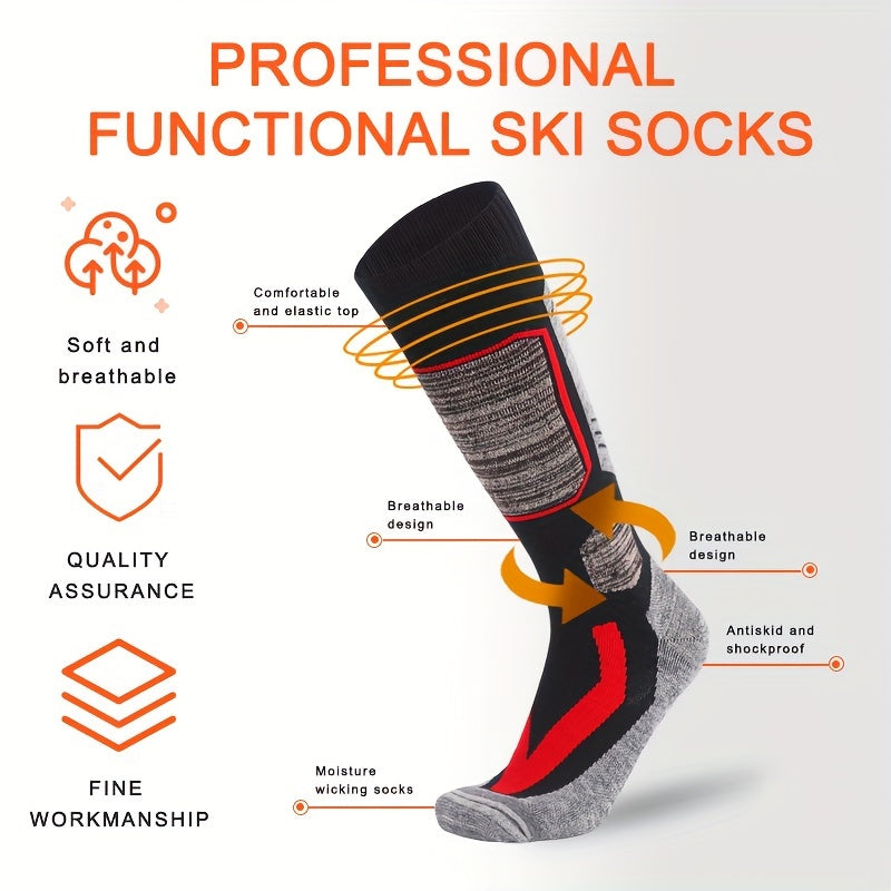 2 Pairs Winter Thermal Ski Socks Cycling Soccer Socks Knee Haig Warm Socks