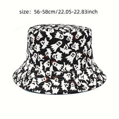 Skull Ghost Print Bucket Hat Halloween Cartoon Sunscreen Basin Hats
