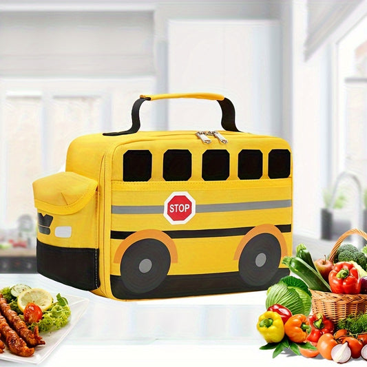 Yellow School Bus Printed Thermal Bag for Picnic School Trips