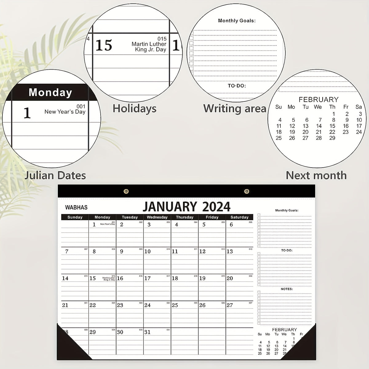 2023 Wall Calendar Jan-Jun Double Wire Binding Thick Paper Office Home Gift