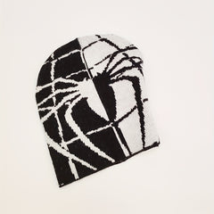 Spider Web Jacquard Beanie & Warm Knit Hat Hip Hop Knitted Skull Cap