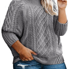  Cable Knit Long Sleeve Round Neck Pullover Jumper
