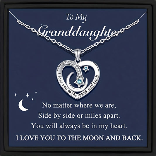 Heart Star Moon Copper Zircon Pendant Necklace With Meaningful Message Card