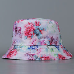 Colorful Peony Reversible Bucket Hat Tie Dye Gradient Fisherman Cap