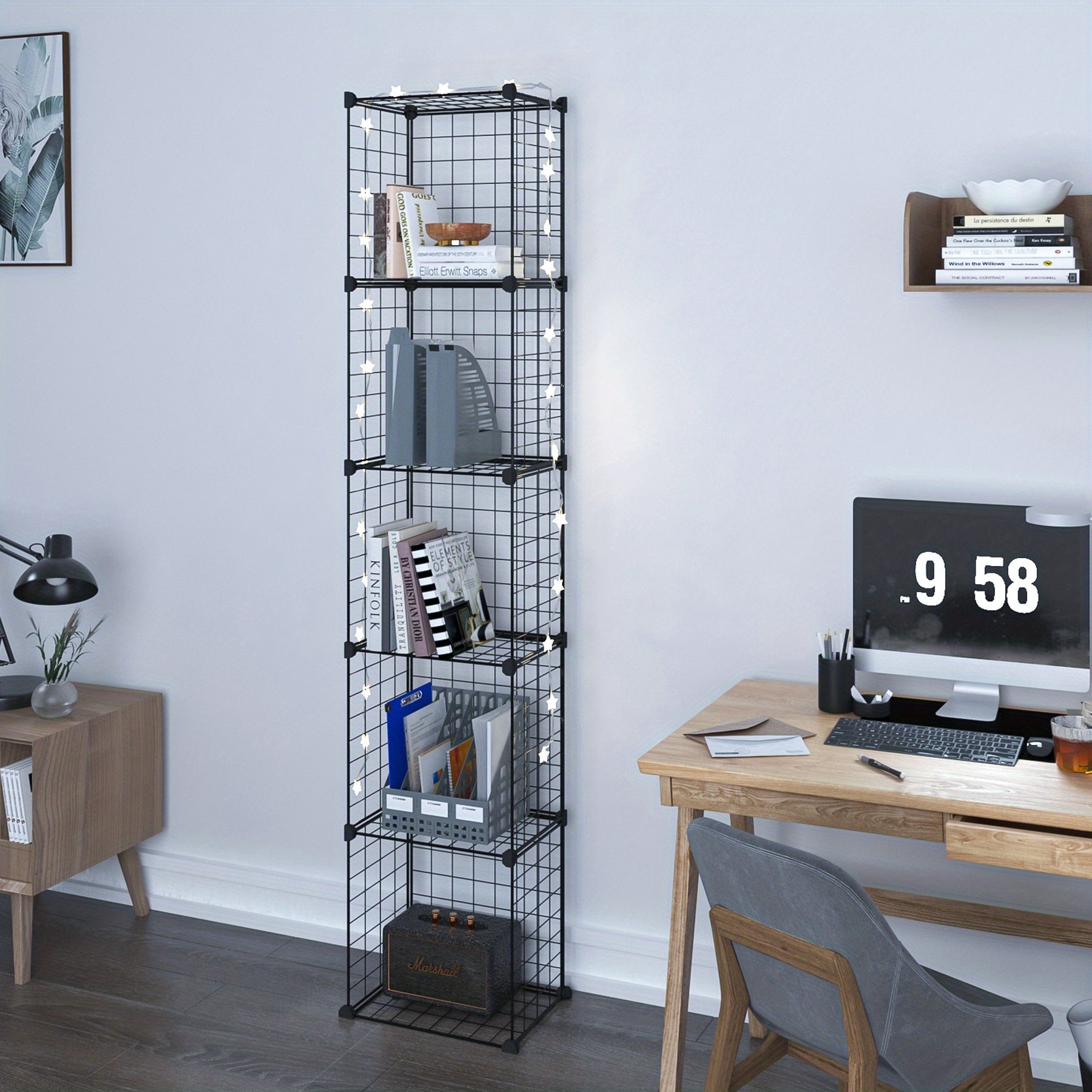 DIY Assembled Storage Rack Vertical Bookcase for Living Room Study Office