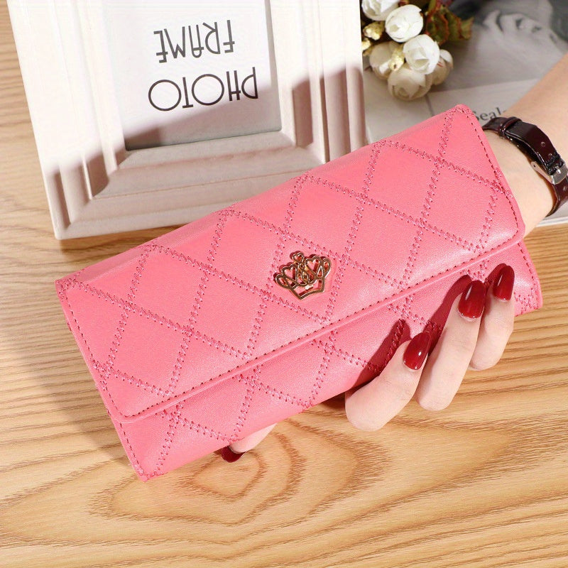 Argyle Pattern Crown Clutch Wallet Coin Purse