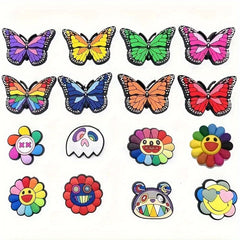16pcs Flower Butterfly Shoe Charms For Crocs Shoes Women PVC Decorations