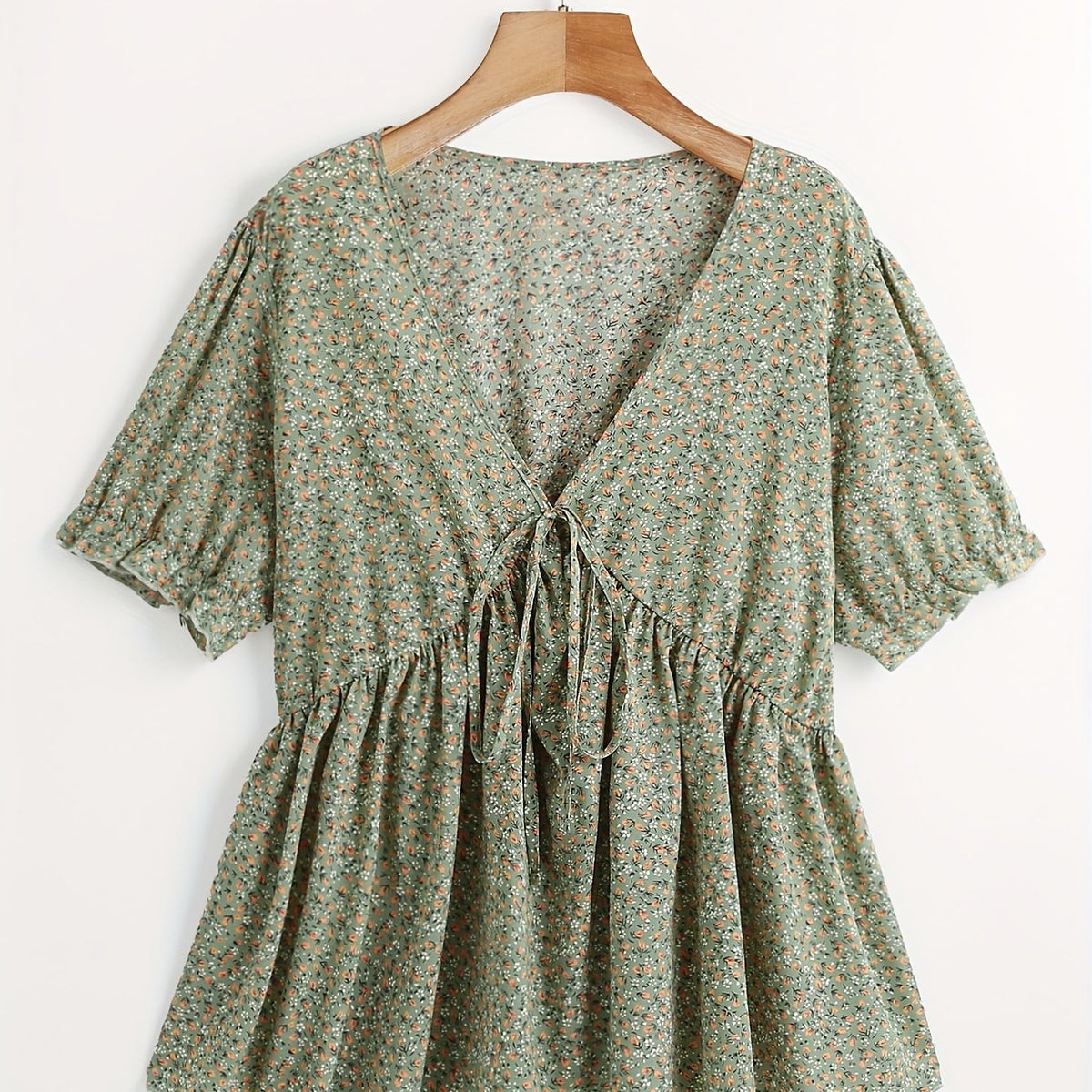  Boho Blouse Women's V Neck Knot Peplum Top
