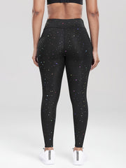 Star Print Mesh High Stretch Yoga Leggings With Pocket