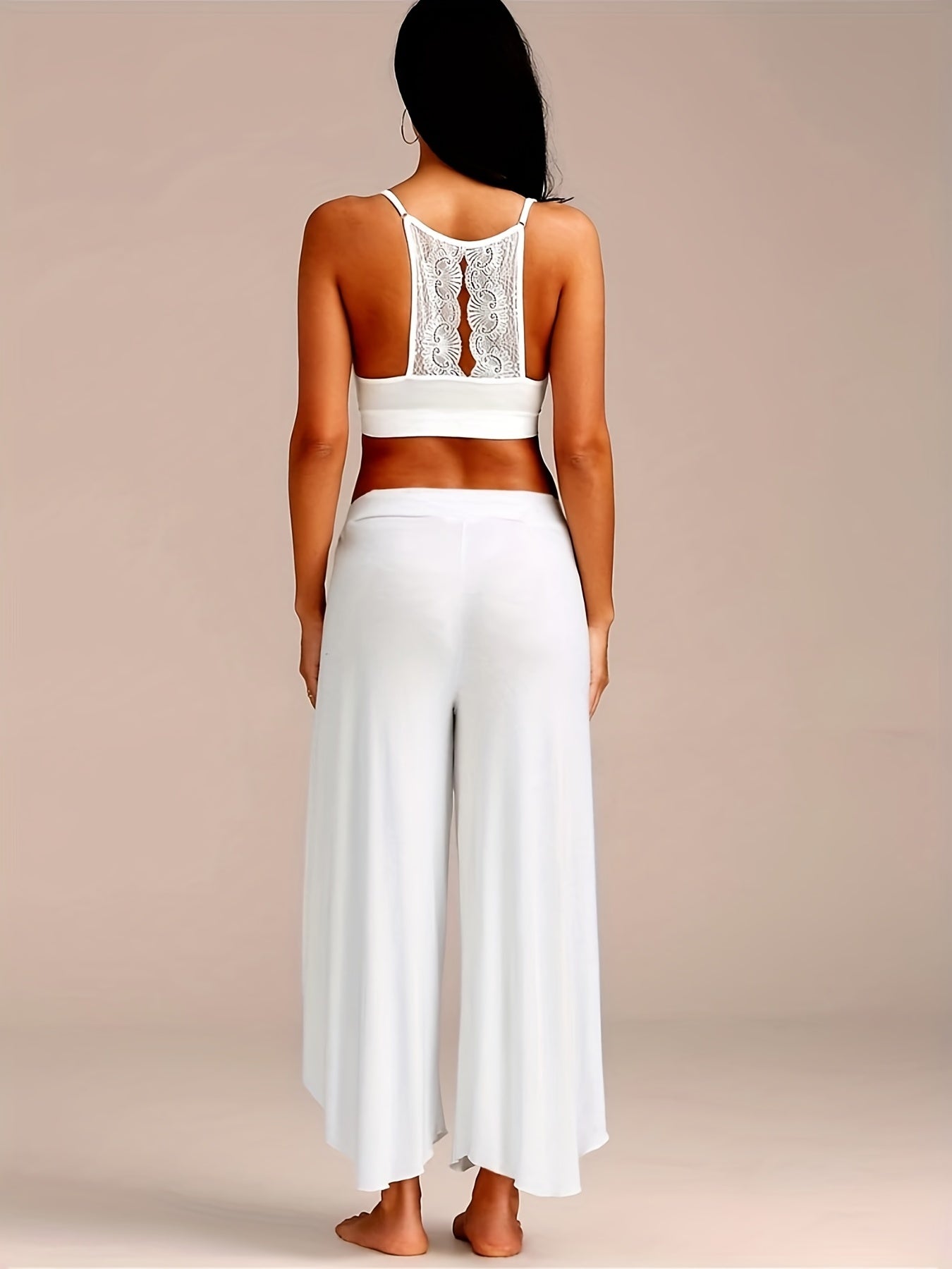 Plus Size Solid Split Stretch Wide Leg Pants