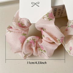 Floral Print Scrunchies Hair Tie Silky Hair Rope Hair Accessories