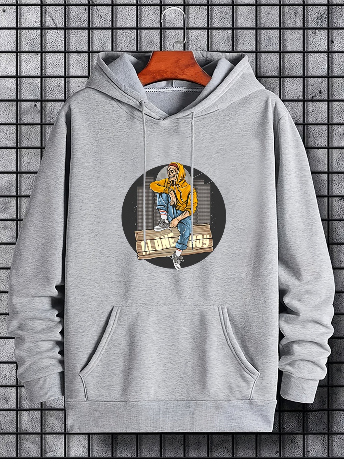 Alone Boy Print Hoodies For Men Graphic Sweatshirt With Kangaroo Pocket