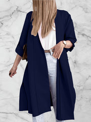 Solid Shawl Collar Overcoat Casual Slit Coat for Fall & Winter