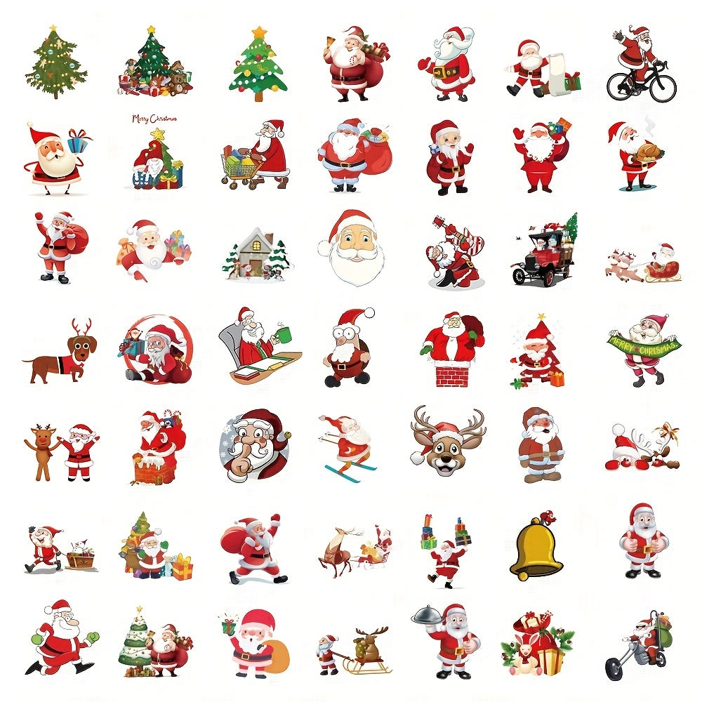 50pcs Santa Claus Stickers Set for Christmas Cards & Notebooks