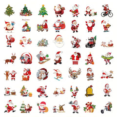 50pcs Santa Claus Stickers Set for Christmas Cards & Notebooks