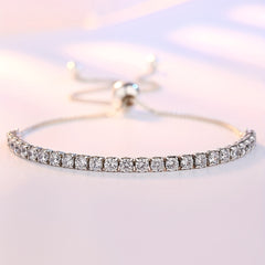 Telescopic Box Bracelet Silver Plated Zicron Inlaid Women's Accessories