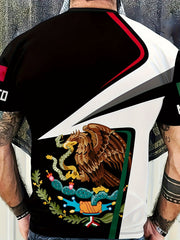 MEXICAN PRIDE Eagle Snake Print Men's Graphic Tee