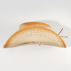 Vintage Style Distressed Cowboy Hat with Crochet Brim