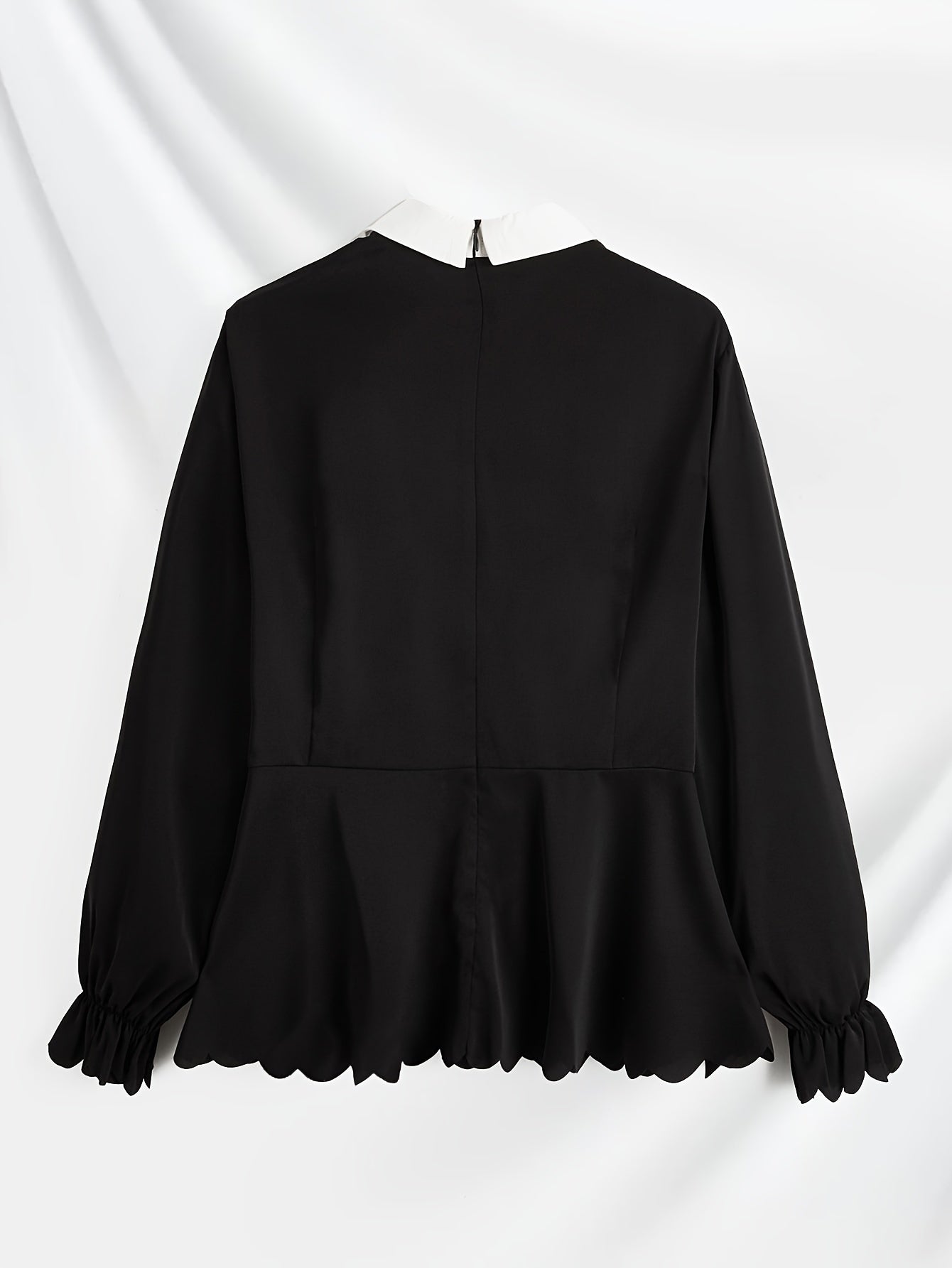  Colorblock Long Sleeve Peplum Top